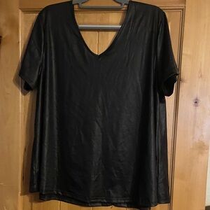 Elegant faux leather Black Women's Top